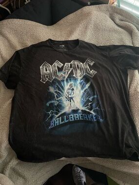 AC/DC Black Tour Tee with White Logo and Blue Dates